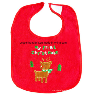 Logo sur mesure Broidered Festival de Noël Célébration promotionnelle Coton Terry Baby Bibs Bibs pour nourrissons
